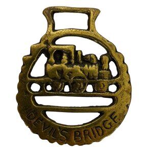 Vintage Horse Brass Harness Medallion Train Crossing Devils Bridge England